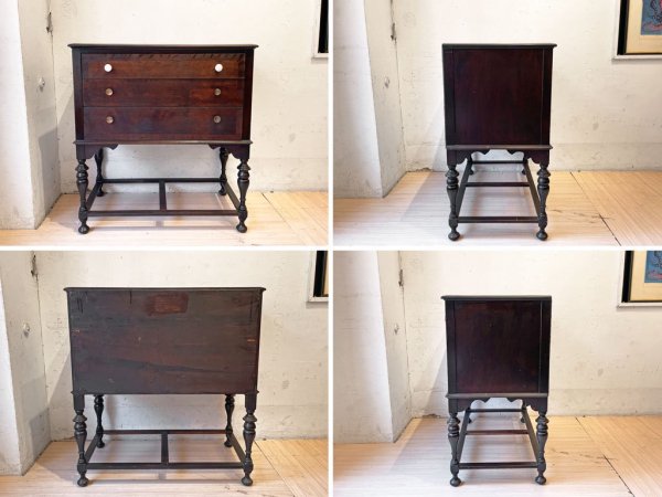 イギリス ビンテージ UK Vintage チェストライティングビューロー 3dr Chest Writing bureau バルボスレッグ アンティーク ★