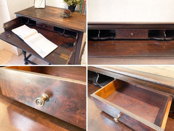 イギリス ビンテージ UK Vintage チェストライティングビューロー 3dr Chest Writing bureau バルボスレッグ アンティーク ★