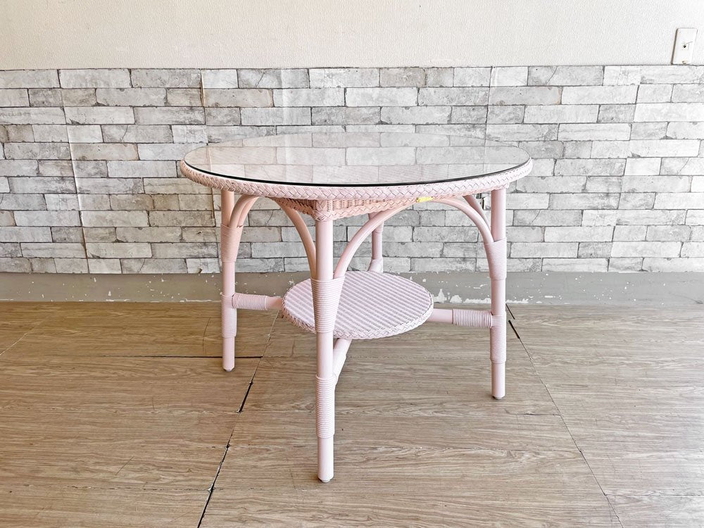 ロイドルーム LLOYD LOOM ダイニングテーブル DINING TABLE No.7130 シェルピンク ラウンド Φ92cm 英国カントリー 定価￥107,800- ●