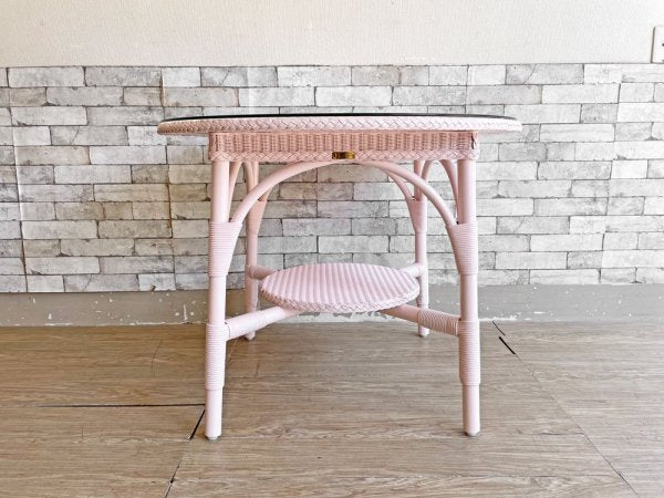 ロイドルーム LLOYD LOOM ダイニングテーブル DINING TABLE No.7130 シェルピンク ラウンド Φ92cm 英国カントリー 定価￥107,800- ●