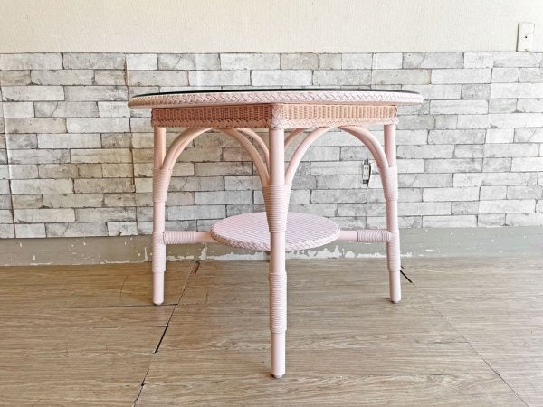 ロイドルーム LLOYD LOOM ダイニングテーブル DINING TABLE No.7130 シェルピンク ラウンド Φ92cm 英国カントリー 定価￥107,800- ●