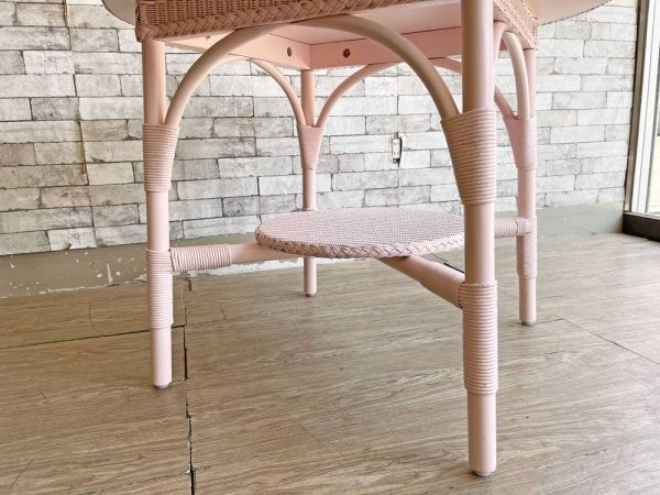 ロイドルーム LLOYD LOOM ダイニングテーブル DINING TABLE No.7130 シェルピンク ラウンド Φ92cm 英国カントリー 定価￥107,800- ●