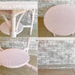 ロイドルーム LLOYD LOOM ダイニングテーブル DINING TABLE No.7130 シェルピンク ラウンド Φ92cm 英国カントリー 定価￥107,800- ●