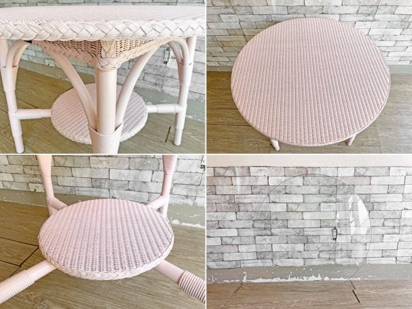 ロイドルーム LLOYD LOOM ダイニングテーブル DINING TABLE No.7130 シェルピンク ラウンド Φ92cm 英国カントリー 定価￥107,800- ●