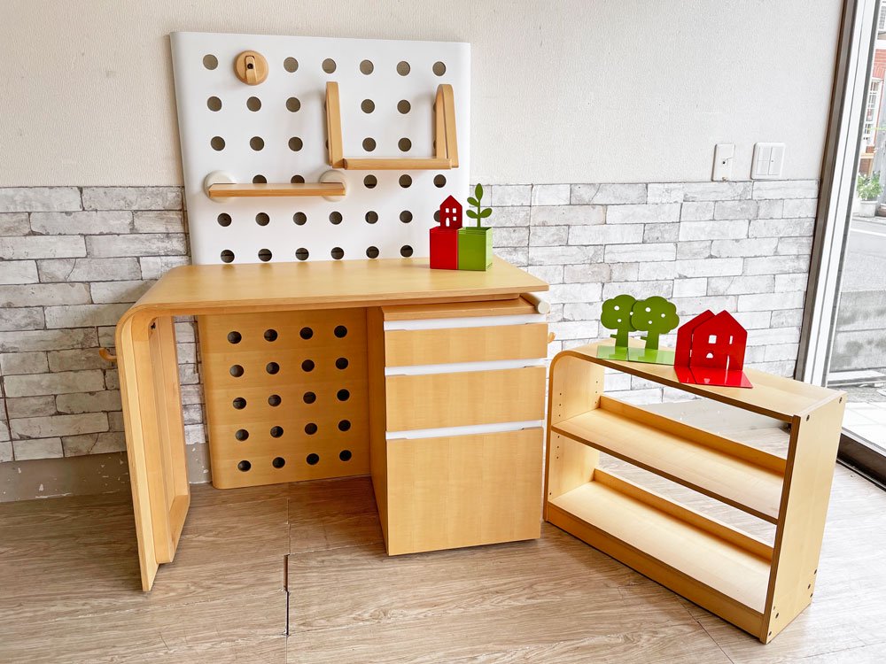 アクタス キッズ ACTUS KIDS ヴァリオ VARIO デスク チェスト バックパネル ブックシェルフ 計9点セット メープル材 ウレタン塗装 学習机 合計定価約24万円 ●