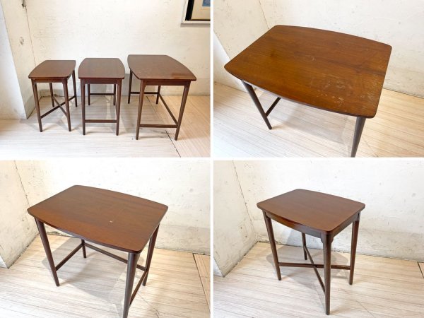 イギリス ビンテージ UK Vintage ネストテーブル Nested table サイドテーブル 3table set 入れ子 英国 ★