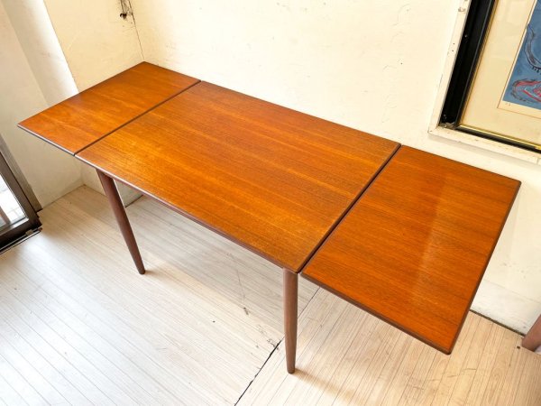 デンマークビンテージ Danish Vintage エクステンション ダイニングテーブル チーク材 伸長式 北欧家具 ★