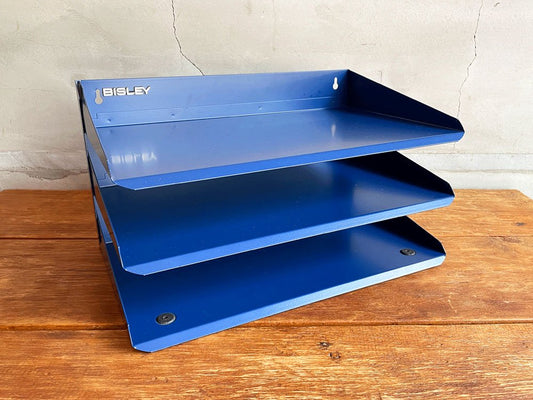 ビスレー BISLEY レターラック LETTER RACK 3段 ブルー 分別棚 仕分棚 壁掛け可 オフィス家具 英国 ♪