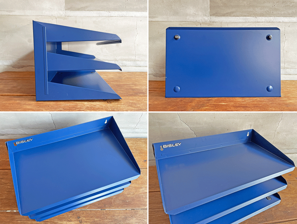 ビスレー BISLEY レターラック LETTER RACK 3段 ブルー 分別棚 仕分棚 壁掛け可 オフィス家具 英国 ♪