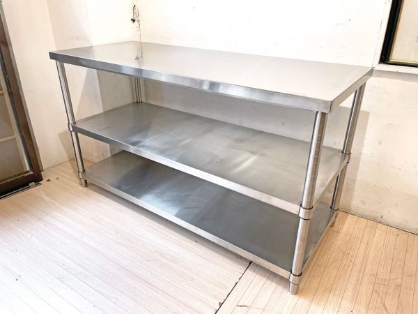 アントデザインストア ANT DESIGN STORE ステンレス ワークテーブル 作業台 オープンシェルフ レンジボード 棚板高さ調節可能 ★