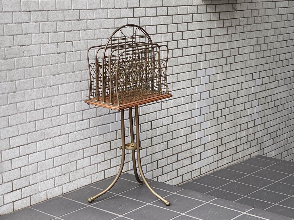 UK アンティーク UK Antique エドワーディアン マガジンラック EDWARDIAN REVOLVING MAGAZINE RACK 真鍮 1880年代 ビンテージ 英国 ■