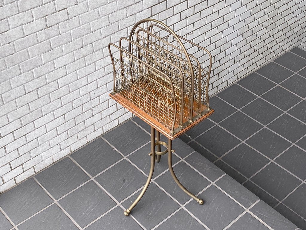 UK アンティーク UK Antique エドワーディアン マガジンラック EDWARDIAN REVOLVING MAGAZINE RACK 真鍮 1880年代 ビンテージ 英国 ■