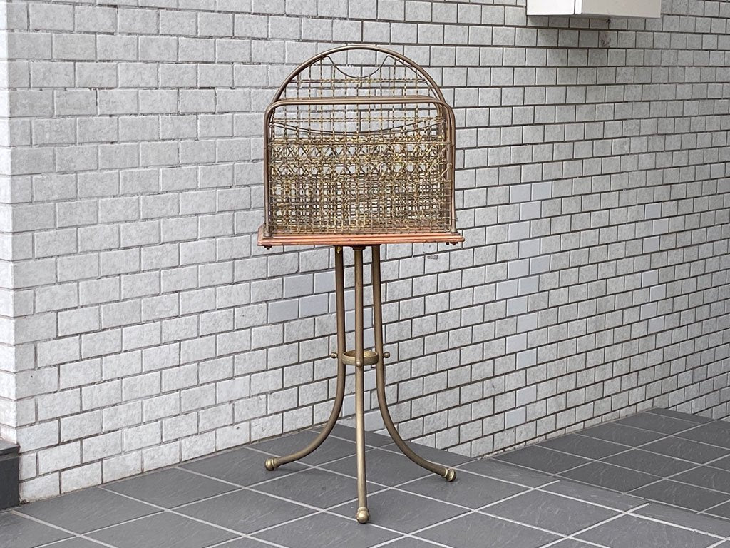 UK アンティーク UK Antique エドワーディアン マガジンラック EDWARDIAN REVOLVING MAGAZINE RACK 真鍮 1880年代 ビンテージ 英国 ■