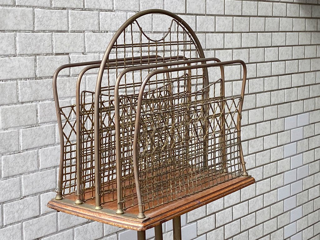 UK アンティーク UK Antique エドワーディアン マガジンラック EDWARDIAN REVOLVING MAGAZINE RACK 真鍮 1880年代 ビンテージ 英国 ■