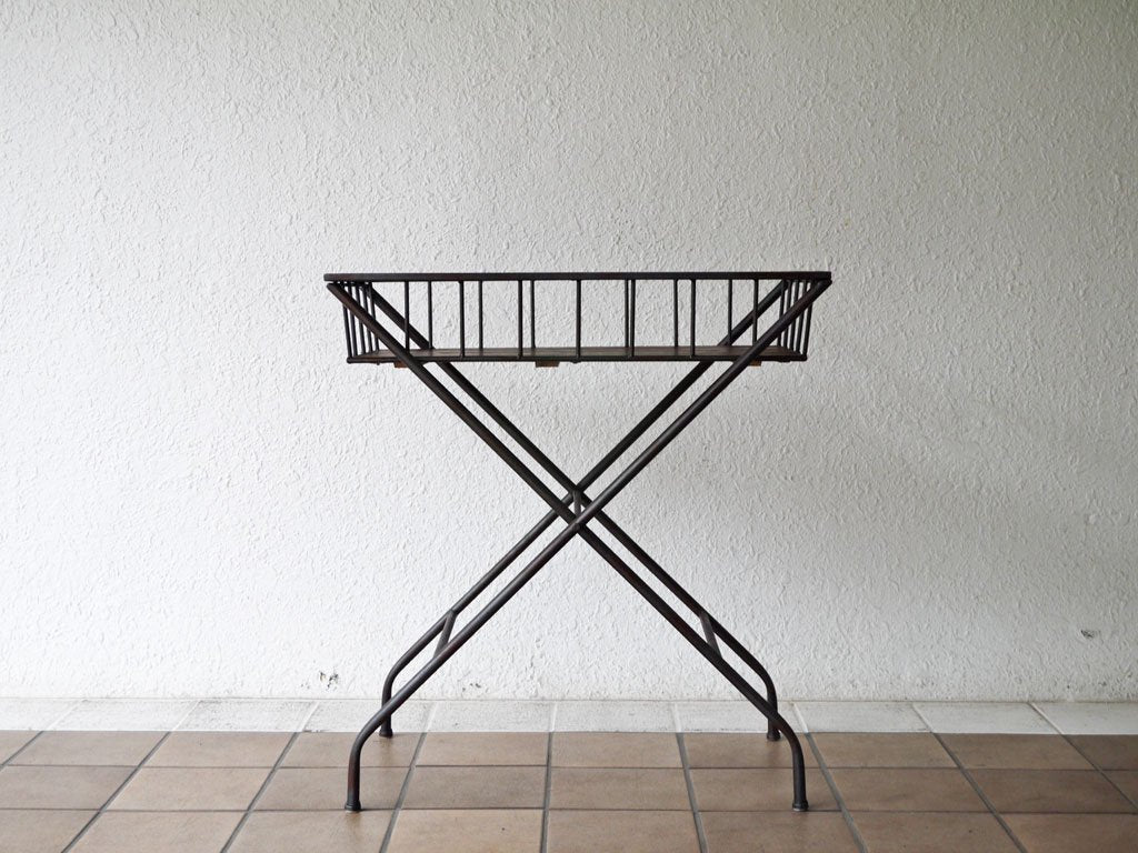 インダストリアルデザイン industrial design ウッド×スチール スタンドラック プランターラック ディスプレイラック 店舗什器 ◇