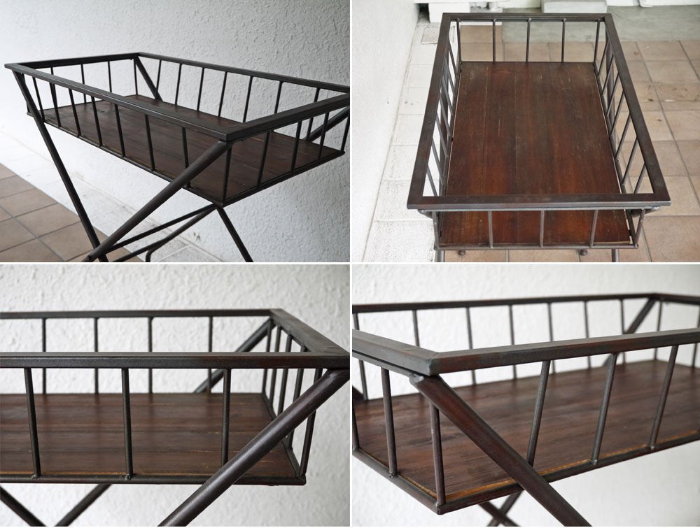 インダストリアルデザイン industrial design ウッド×スチール スタンドラック プランターラック ディスプレイラック 店舗什器 ◇