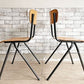 UKビンテージ Vintage スタッキングチェア スクールチェア プライウッド × アイアン 英国 インダストリアル 2脚セット ●