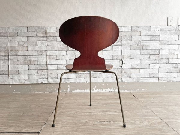 フリッツハンセン Fritz Hansen アントチェア 3本脚 チーク材 プライウッド アルネ・ヤコブセン Arne Jacobsen 50’sビンテージ 初期モデル 希少 北欧家具 ●