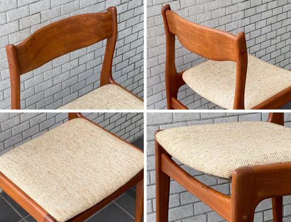 ケーディーファニチャー K.D. FURNITURE by SUN FURNITURE チーク材 ダイニングチェア ファブリック 北欧ビンテージスタイル Ａ ■