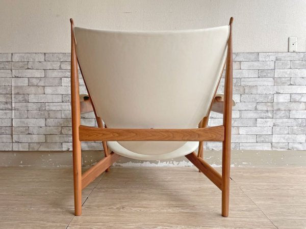 ワンコレクション Onecollection チーフテン チェア Chieftain Chair ラウンジチェア ウォールナット材 本革 ホワイト フィン・ユール Finn Juhl デンマーク製 ●