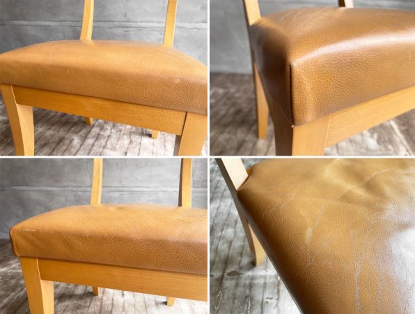 インターデコール INTER DECOR 現 カッシーナ イクスシー Cassina IXC. ブローニュ BOULOGNE ダイニングチェア 2脚セット 本革 ビーチ材 現状品 B ♪