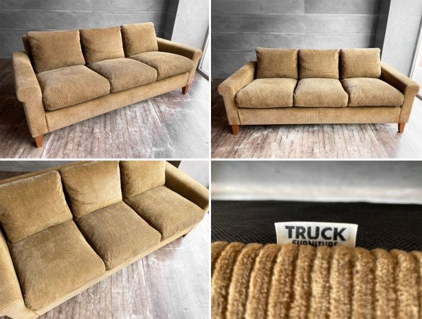 トラックファニチャー TRUCK FURNITURE FKソファ トリム FK SOFA TRIM 3P F-21 グリーン コーデュロイ 定価\440,000- 美品 ♪