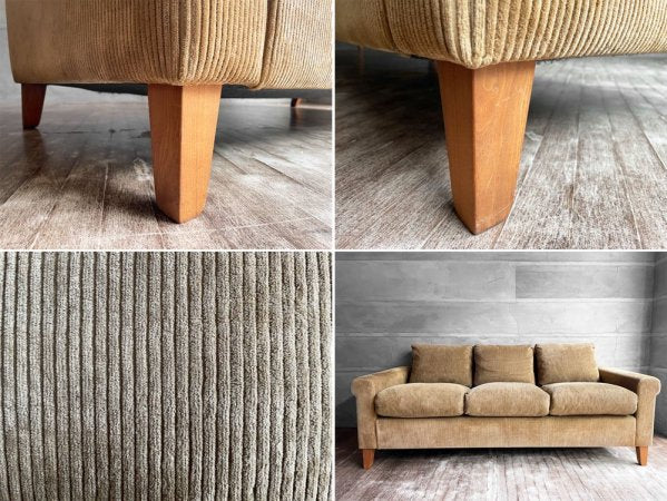 トラックファニチャー TRUCK FURNITURE FKソファ トリム FK SOFA TRIM 3P F-21 グリーン コーデュロイ 定価\440,000- 美品 ♪