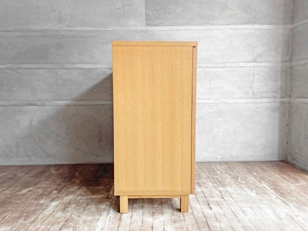無印良品 MUJI 木製キャビネット 食器棚 カップボード ガラス扉 タモ材 W80cm 廃番 ♪