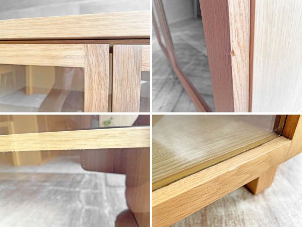 無印良品 MUJI 木製キャビネット 食器棚 カップボード ガラス扉 タモ材 W80cm 廃番 ♪