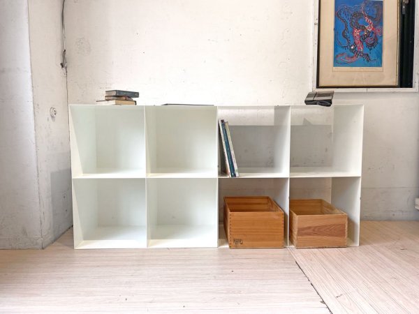 ミニマルデザイン スチールシェルフ Steel shelf 2列2段 ディスプレイラック オープンシェルフ 背板付き 店舗什器 ★