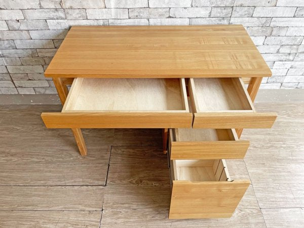 無印良品 MUJI タモ材 パーソナルデスク 机 引出し付 袖机 デスクワゴン付 ナチュラル 廃番 定価￥35,000- ●