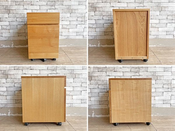 無印良品 MUJI タモ材 パーソナルデスク 机 引出し付 袖机 デスクワゴン付 ナチュラル 廃番 定価￥35,000- ●