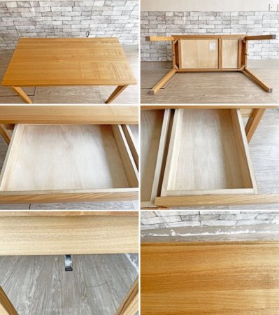 無印良品 MUJI タモ材 パーソナルデスク 机 引出し付 袖机 デスクワゴン付 ナチュラル 廃番 定価￥35,000- ●
