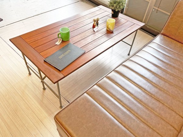 インダストリアルデザイン Industrial Design 鉄脚 × 木製 天板 6レッグ アーキテクトデザイン センターテーブル ★