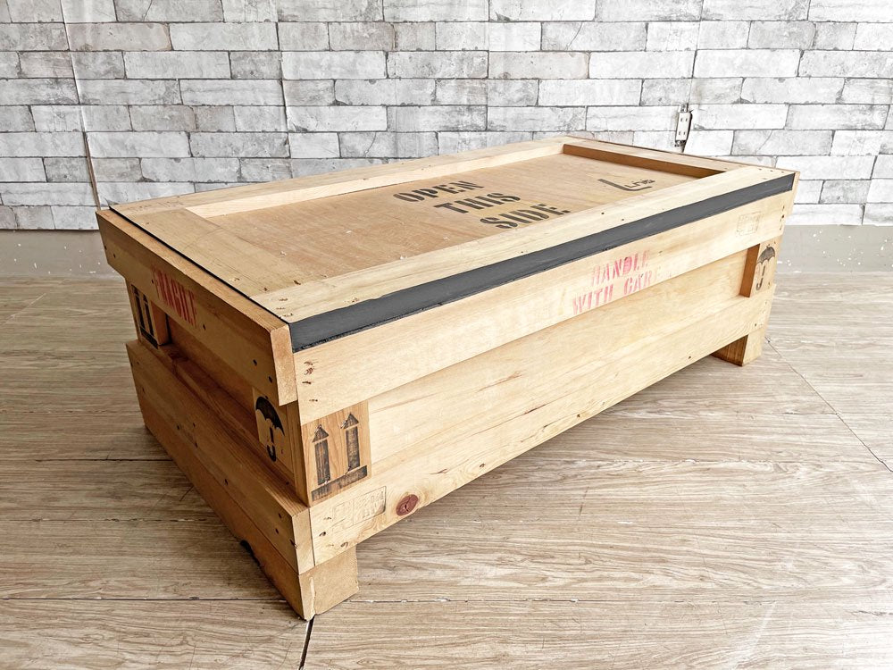 インダストリアルスタイル Industrial Style 輸送用 ウッドボックス 木箱 W114cm ローテーブル 収納ボックス 店舗什器 ●