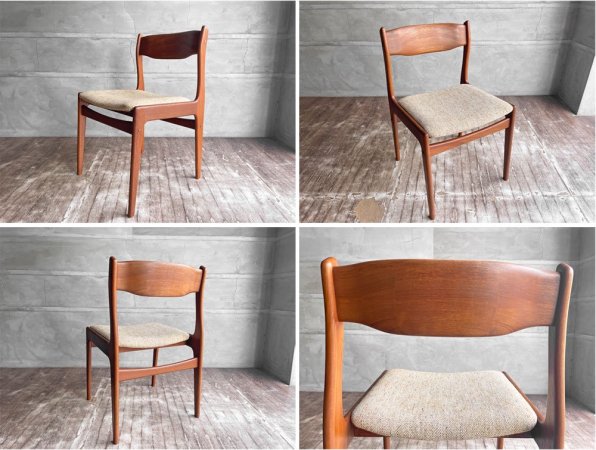ケーディーファニチャー K.D. FURNITURE by SUN FURNITURE チーク材 ダイニングチェア ファブリック 北欧ビンテージスタイル A ♪