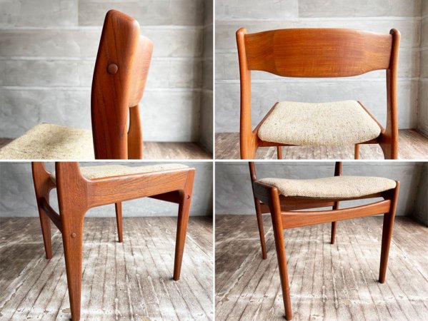 ケーディーファニチャー K.D. FURNITURE by SUN FURNITURE チーク材 ダイニングチェア ファブリック 北欧ビンテージスタイル B ♪