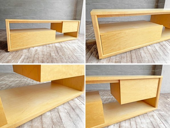 イデー IDEE コントゥール TVキャビネット CONTOUR TV CABINET メープル材 抽斗2杯 W140 現行品 定価\143,000- ♪