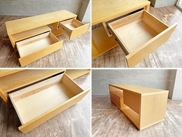 イデー IDEE コントゥール TVキャビネット CONTOUR TV CABINET メープル材 抽斗2杯 W140 現行品 定価\143,000- ♪