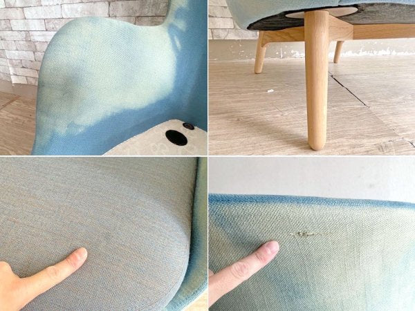 フリッツハンセン Fritz Hansen ロオチェア RO JH2 ラウンジチェア ハイバック Faded Denim Blue ファブリック オーク材フレーム ハイメ・アジョン 北欧モダン ●