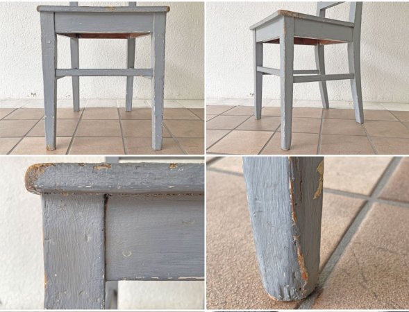 フランスアンティーク France Antique  ペイントテッド  チェア グレー シャビーシック 木製  ビンテージ  ◇