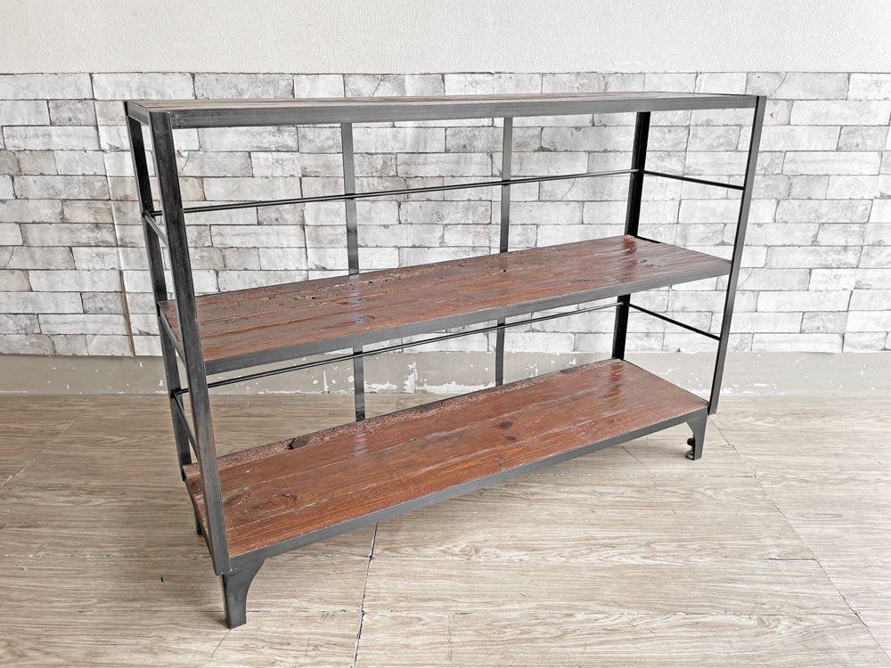 ジャーナルスタンダードファニチャー journal standard Furniture カルビ CALVI WIDE SHELF ワイドシェルフ 3段 古材×アイアン 定価￥88,000- ●