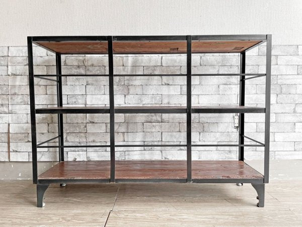 ジャーナルスタンダードファニチャー journal standard Furniture カルビ CALVI WIDE SHELF ワイドシェルフ 3段 古材×アイアン 定価￥88,000- ●