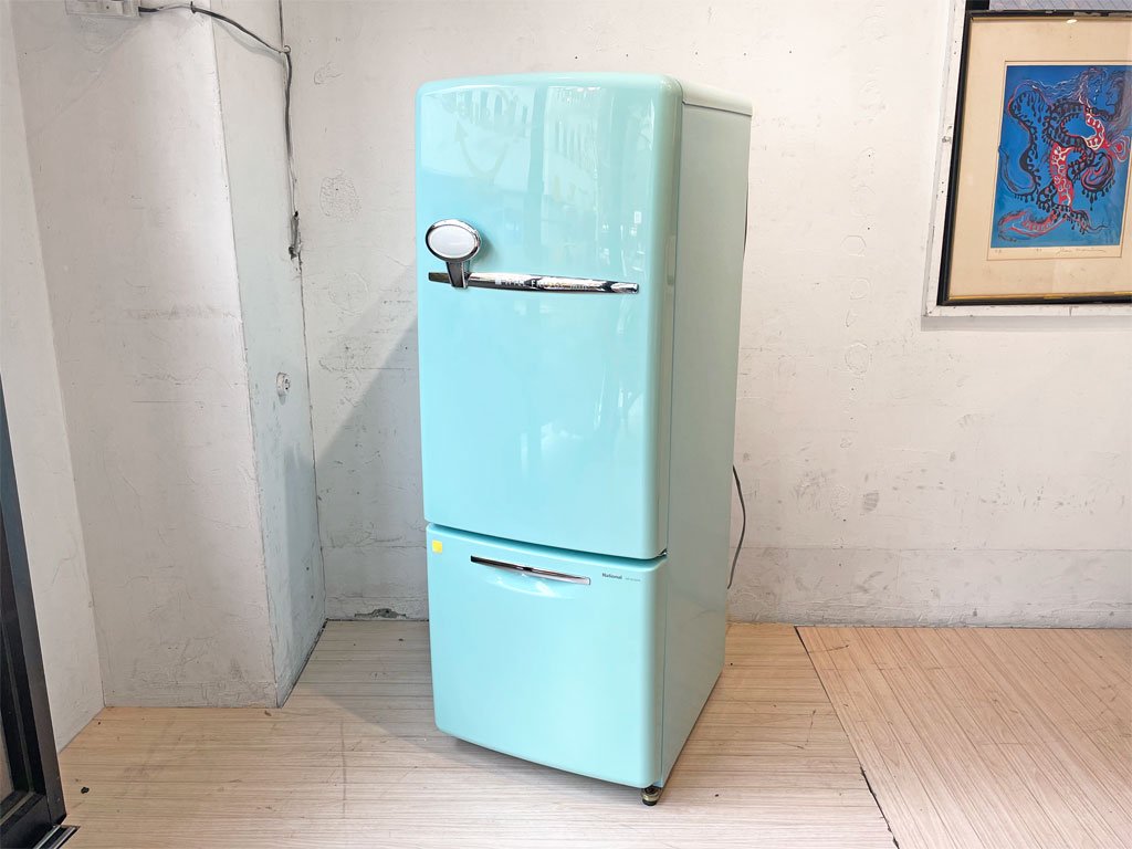 ナショナル National ウィル WiLL Fridge mini 冷蔵庫 162L ターコイズ 2003年製 レアカラー オリジナル ノスタルジックデザイン★