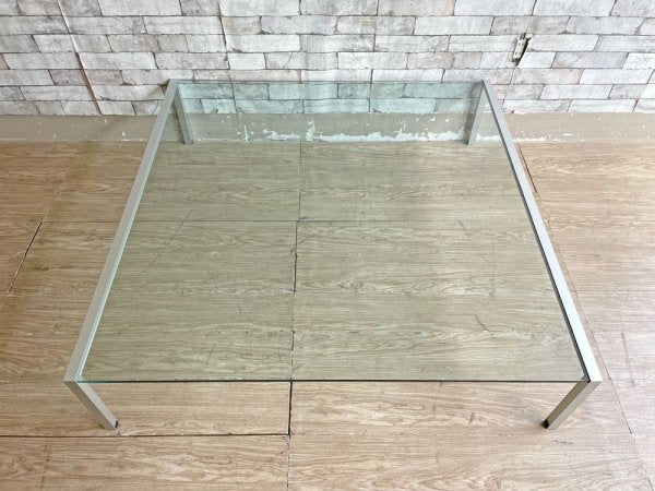 チーム・バイ・ヴェリス Team by Wellis ルームリビング ガラストップ コーヒーテーブル ローテーブル スクエア W120cm Cassina ixc.取扱 参考定価24万円 ●
