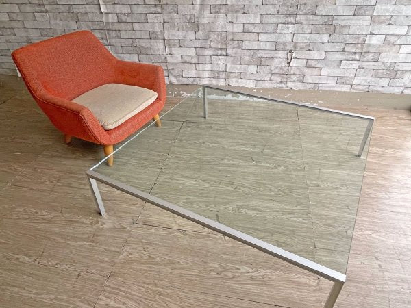 チーム・バイ・ヴェリス Team by Wellis ルームリビング ガラストップ コーヒーテーブル ローテーブル スクエア W120cm Cassina ixc.取扱 参考定価24万円 ●