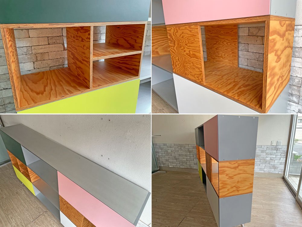 ヴィトラ vitra カスト 3段 ブックケース Kast 3HU Bookcase アルミニウム×MDF スライド扉 シェルフ キャビネット Maarten Van Severen W244cm ●