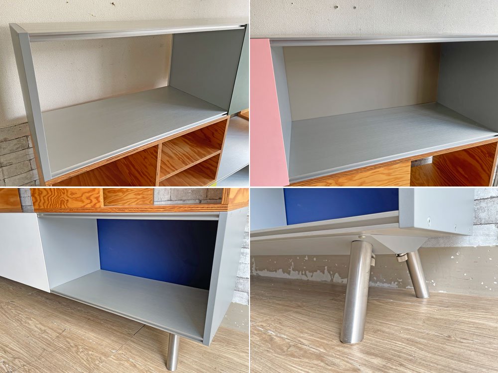 ヴィトラ vitra カスト 3段 ブックケース Kast 3HU Bookcase アルミニウム×MDF スライド扉 シェルフ キャビネット Maarten Van Severen W244cm ●