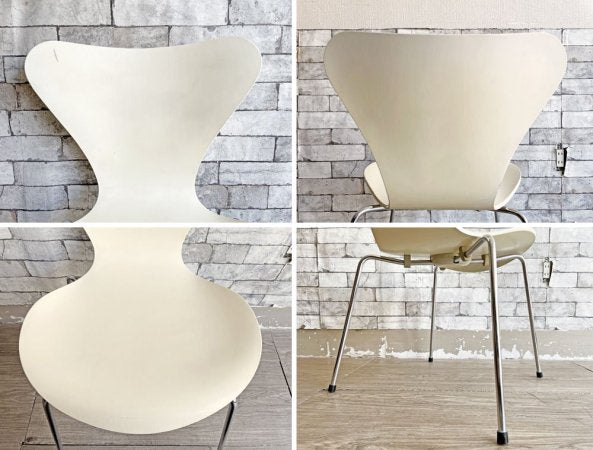 フリッツハンセン Fritz Hansen セブンチェア ダイニングチェア スタッキングチェア ラッカー仕上げ 1990年製 ホワイト アルネ・ヤコブセン デンマーク 北欧家具 ヤケ有 ●