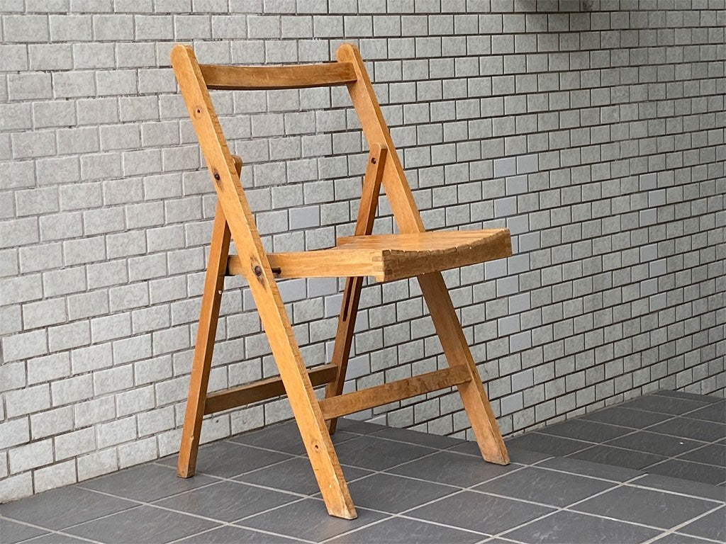 UKビンテージ UK Vintage フォールディングチェア foulding chair ガーデンチェア ビーチ材 花台 ランプ台 アンティーク 英国家具 ■